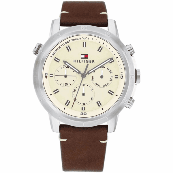 Tommy Hilfiger Ανδρικό Ρολόι 1792102 Troy, ασημί τόνος με κρεμ καντράν, μηχανισμός Quartz